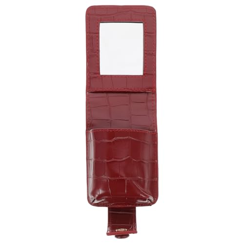 MOTHNUR Portable Pu Lippenstiftetui Mit Alligatordruck Praktisches Make-up Täschchen Mit Integriertem Spiegel Für Unterwegs Für Frauen Rot von MOTHNUR