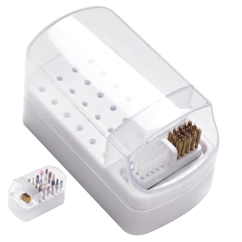 MOTHNUR Nail Drill Bit Aufbewahrungsbox Slots Nagelfräser Halter Staubdicht mit Reinigungsfunktion für Maniküre und Pediküre Salon Organizer Langlebig und Praktisch von MOTHNUR