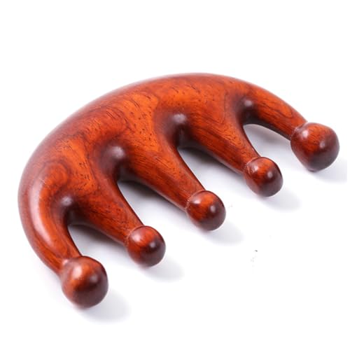 MOTHNUR Natürlicher Holz Haarkamm Padauk mit Breiten Zähnen und Fünf Rundperlen Tragbarer Kopfhaut massagekamm für Damen und Herren Entwirrt Sanft Lockiges Haar und Lindert Stress von MOTHNUR