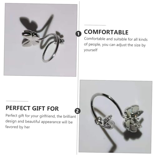 MOTHNUR Offener Ring mit Perlen Muschel und Zirkonia Verstellbarer Schmetterlings Fingerschmuck Modische Nageldekoration für Damen Langlebiges Design für Besondere Anlässe von MOTHNUR