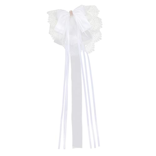 MOTHNUR Oversize Weiße Spitzen haarspange mit Großer Schleife Lolita Haarschmuck Bestickt Stilvolle Haarklammer für Party Braut und Mädchen Süßer Stil Passt zu Weißen und Schwarzen von MOTHNUR