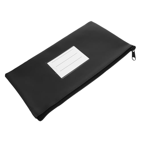 MOTHNUR PU Leder Geldtasche mit Reißverschluss Multifunktionale Aufbewahrungstasche für Scheine Schecks und Belege Kleine Geldbörse mit Kartenfenster Sicherer Dokumentenhalter Schwarz von MOTHNUR
