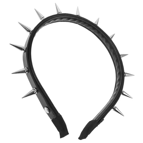 MOTHNUR Punk Gothic Nieten Stirnband Damen Haarreifen mit Spitzen Nieten Schwarzes Mode Accessoire für Party Club und Festival Leichter Robuster Kopfschmuck für Auffälligen Look von MOTHNUR