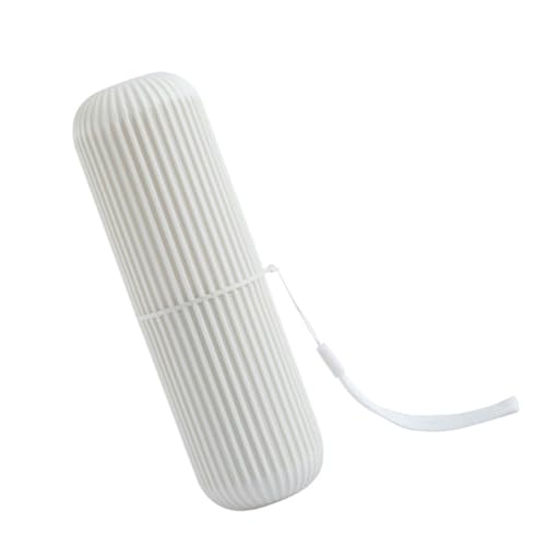 MOTHNUR Reise Zahnbürstenetui Becher aus Strapazierfähigem Kunststoff Tragbarer Zahnpasta Pinselaufbewahrer Kompakt und Sicher für Camping Geschäftsreisen und Zuhause in Beige von MOTHNUR