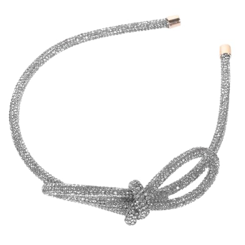 MOTHNUR Rhinestone Haarschmuck Stirnband mit Schleife Damen Haarband für Hochzeit Braut Mädchen Eleganter Schmuck Weiß Strassbesetzt Robust Langlebig von MOTHNUR