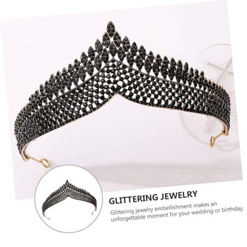 MOTHNUR Schwarze Vintage Krone Haarschmuck für Frauen Braut Tiara aus Langlebiger für Hochzeit Party und Cosplay von MOTHNUR