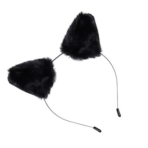 MOTHNUR Schwarzes Flauschiges Tierohren Haarband aus Metall Elastischer Leichter Haarreif für Damen Geeignet für Karneval Kostüm und Mottopartys Niedliches Cosplay Accessoire von MOTHNUR