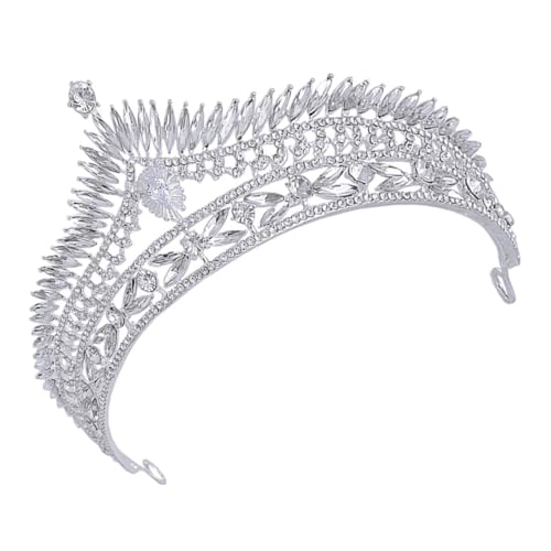 MOTHNUR Silberne Brautkrone mit Funkelnden Strasssteinen Zierliches Barock Design Leichtes Damen Haaraccessoire für Hochzeit Geburtstag Party Eleganter Kopfschmuck für Festliche Anlässe von MOTHNUR