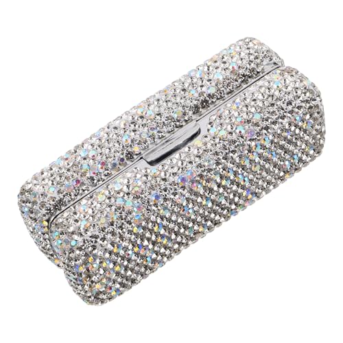 MOTHNUR Rhinestone Lippenstiftetui Mit Spiegel Tragbare Make-up Aufbewahrungsbox Für Reisen Eleganter Lippenstifthalter Für Damen Glänzender Kosmetik Organizer Funkelnden Strasssteinen von MOTHNUR