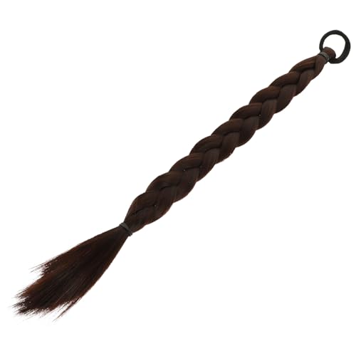 MOTHNUR Synthetische Lange Glatte Zopf pferdeschwanz Haarverlängerung Hitzebeständig Super Weich Leicht Schnell Stylbar Vielseitig für Frauen Dunkelbraun für Alltag und Party von MOTHNUR