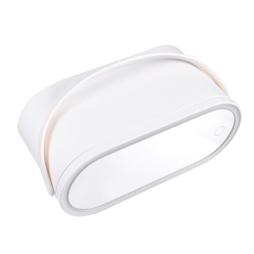 MOTHNUR Tragbarer Makeup Organizer Case mit LED Schminkspiegel Faltbarer Kosmetikspiegel mit Verstellbarem Winkel Robustes Kunststoff Glasmaterial für Reisen und Tischaufstellung von MOTHNUR