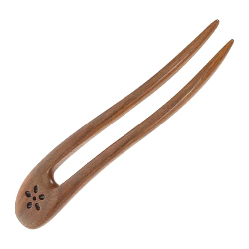 MOTHNUR U förmige Holzhaarnadel mit Doppelzinken und Pflaumenblüten design Stabile Haarnadel für Frauen Chinesischer Stil Rutschfest Handgefertigter Haarschmuck für Dutts und Haarstäbe von MOTHNUR