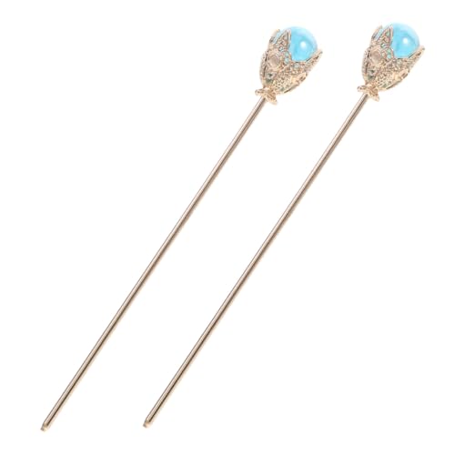 MOTHNUR Vintage Chinesische Haarnadeln Metall mit Blauer Quaste Retro Haarschmuck für Damen Vielseitige Haarnadeln für Dutt und Halfup Frisuren Eleganter Chinesischer Haarstab von MOTHNUR