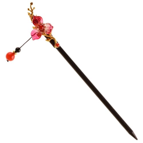 MOTHNUR Vintage Chinesischer Haarnadel Holzstab mit Blumendekor Langlebig und Angenehm für Damen Lange Haare und Haarknoten Sicherer Haarstyling Tool für Besondere Anlässe und Geschenke von MOTHNUR