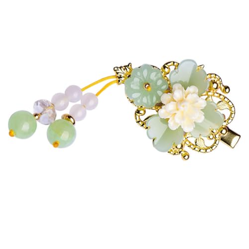 MOTHNUR Vintage Glasblumen Haarklammer mit Quasten Stabile Haarnadel aus Langlebigem Glasmaterial Traditioneller Chinesischer Haarschmuck für Frauen Passend zu Hanfu und Verschiedenen von MOTHNUR