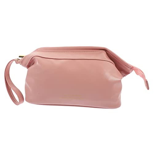 MOTHNUR Große Reise-Kosmetiktasche Aus Pu Wasserdichter Make-up Organizer Mit Reißverschluss Tragbare Kulturtasche Für Damen Rosé Für Reisen Und Alltag von MOTHNUR