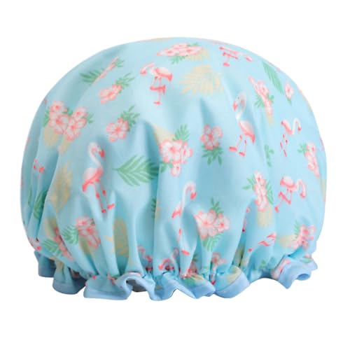 MOTHNUR Wasserdichte Duschhaube Damen Doppelter Schutz Öl Wasserabweisend Flamingo Motiv Badekappe Für Dusche Küche Spa Leicht Und Wiederverwendbar von MOTHNUR