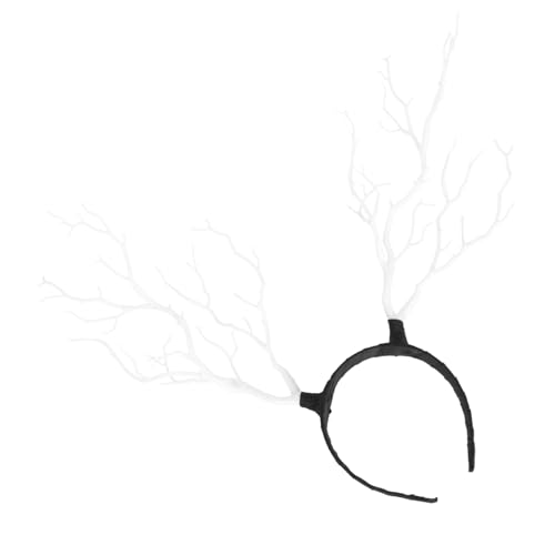 MOTHNUR Weißes Rentier Geweih Haarreif Damen Cosplay Haarschmuck Flexibel Weihnachtsdeko Party Zubehör von MOTHNUR