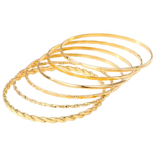 MOTIBACK 6 Stück Armband Damen Gold Set Vergoldet Edelstahl Verstellbare Armbänder Wasserdicht Schmuck Geschenk für Frauen von MOTIBACK