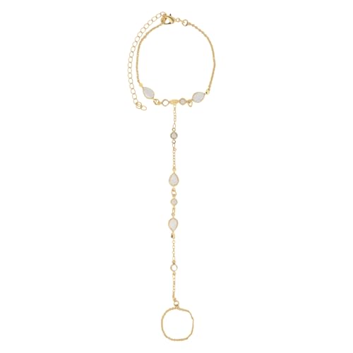 MOTIBACK Armband für Damen Gold Drop Finger Bracelet All-Match Crystal Back Handkette von MOTIBACK