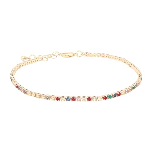MOTIBACK Armband für Damen Goldenes Armband mit Gerader Kette Luxuriöses Handkette mit Quadratischen Zirkonia-Steinen Verstellbares Schmuckstück von MOTIBACK