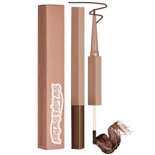 MOTIBACK Augenbrauenstift Professioneller Micro Brow Stift, Doppelseitig mit Mechanischem Stift zum Zeichnen, Formen und Definieren Perfekter Augenbrauen (Dunkelbraun) von MOTIBACK