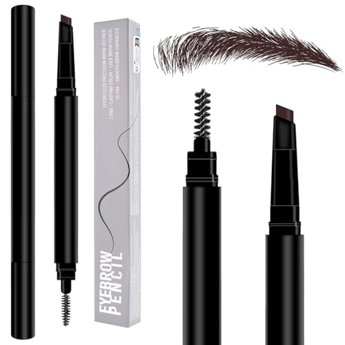 MOTIBACK Augenbrauenstift Professioneller Micro Brow Stift, Doppelseitig mit Mechanischem Stift zum Zeichnen, Formen und Definieren Perfekter Augenbrauen (Dunkelbraun) von MOTIBACK