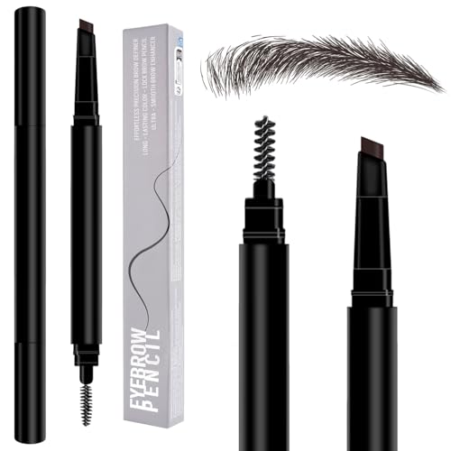 MOTIBACK Augenbrauenstift Professioneller Micro Brow Stift, Doppelseitig mit Mechanischem Stift zum Zeichnen, Formen und Definieren Perfekter Augenbrauen (Kaffee) von MOTIBACK
