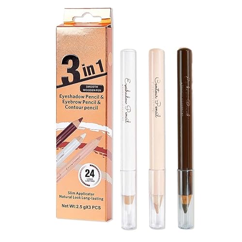 MOTIBACK Augenbrauenstift Set – 3er Pack Wasserfester Brow Pencil in Hellbraun, Dunkelbraun & Leichtes Curry, Langanhaltend & Wischfester Augenbrauenstift für Natürliche Definition (Dunkelbraun) von MOTIBACK