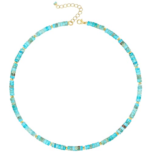 MOTIBACK Boho Stil Turquoise Perlen Halskette mit Gold Trim, Haltbar und Stylisch, Für Strand, Surfen und Alltag, Für Frauen MOTIBACK Boho Stil Turquoise Perlen Halskette mit Gold Trim, Haltbar und Stylisch, Für Strand, Surfen und Alltag, Für Frauen von MOTIBACK