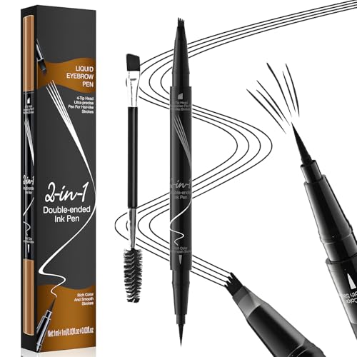 MOTIBACK Doppelköpfiger Augenbrauenstift mit vier Zinken, Schwarz von MOTIBACK
