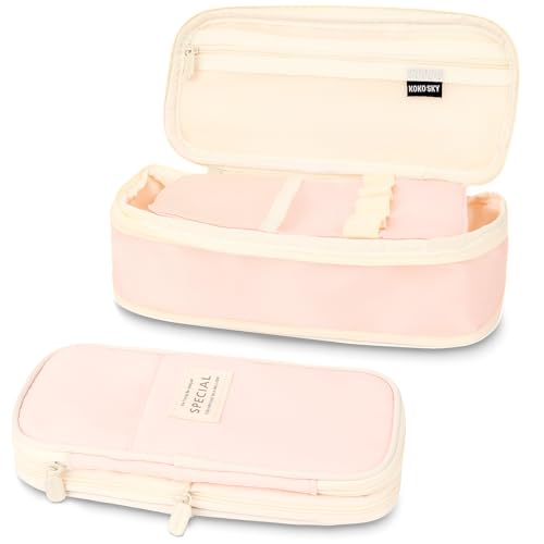 MOTIBACK Erweiterbare Federmäppchen, Stifttasche mit Großer Kapazität, Strapazierfähige Schreibwarenorganisator mit Mehrfachen Fächern, Hübsche Stylische Design für Schule und Büro (Rosa) von MOTIBACK