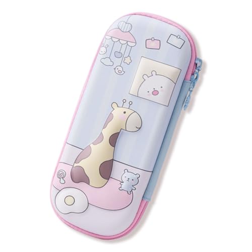 MOTIBACK Federmäppchen, Tragbares Wasserdichtes 3D Doppelschicht Cute Animals Federmäppchen, Großes Fassungsvermögen Stiftebox, Schreibwaren-Stifttasche, Federtasche für Mäppchen Mädchen (Giraffe) von MOTIBACK