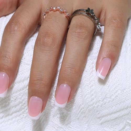 MOTIBACK French Press on Nails Square Mittelang – Künstliche Nägel zum Aufkleben 32 Stück Französisch Fake Nails mit Nagelkleber & Nagelfeile, Aufkleben für Frauen & Mädchen (Pink) von MOTIBACK