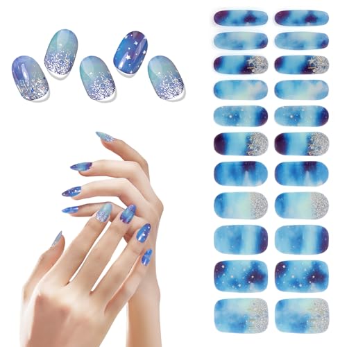 MOTIBACK Nagelfolie helles Galaxieblau Nagelfolie Selbstklebend 22 Stück Gel Nail Nagelfolien Uv Härtend Dekoration Nageldesign Zubehör für Damen Mädchen von MOTIBACK