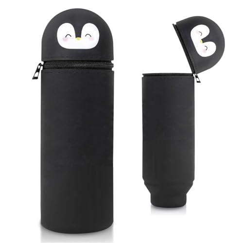 MOTIBACK Silikon Federmäppchen, Kawaii 2-in-1 Schulmäppchen aus weichem Silikon, Cartoon Stand Up Federmäppchen, Stifte Mäppchen, Tier Stifthalter, Schlampermäppchen von MOTIBACK