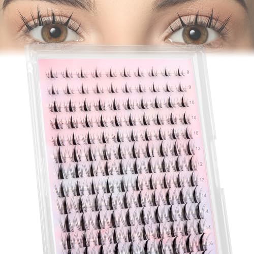 MOTIBACK Wimpern Extensions Set - 140 Pcs DIY Lash Extension Set mit 9-18 mm für Damen | Selbstklebende Künstliche Wimpern inkl. Wimpernkleber, Präzisionspinzette, geschwungene falsche Wimpern von MOTIBACK