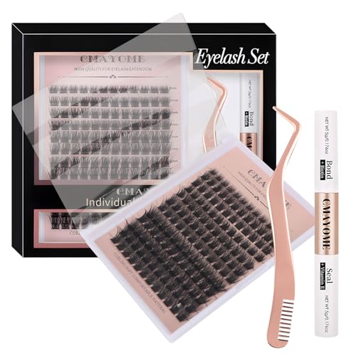 MOTIBACK Wimpern Extensions Set - 144 Pcs DIY Lash Extension Set mit 8-16 mm für Damen | Selbstklebende Künstliche Wimpern inkl. Pinzette und Kleber | Wiederverwendbare Cluster Lashes von MOTIBACK