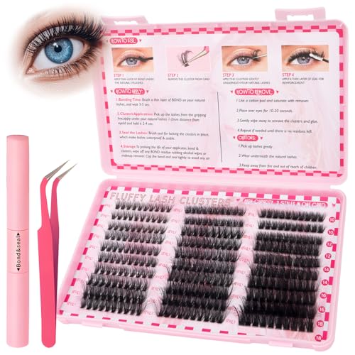 MOTIBACK Wimpern Extensions Set - 300 Pcs DIY Lash Extension Set mit 10-18 mm für Damen | Selbstklebende Künstliche Wimpern inkl. Pinzette und Kleber | 40D+60D+80D von MOTIBACK