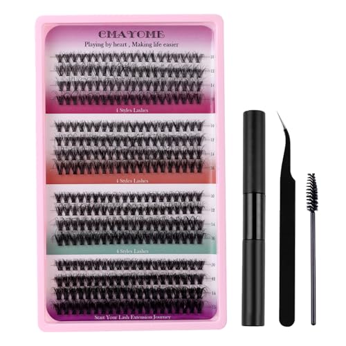 MOTIBACK Wimpern Extensions Set - 320 Pcs DIY Lash Extension Set mit 30D+40D+50D+60D für Damen | Selbstklebende Künstliche Wimpern inkl. Pinzette und Kleber (schwarz) von MOTIBACK