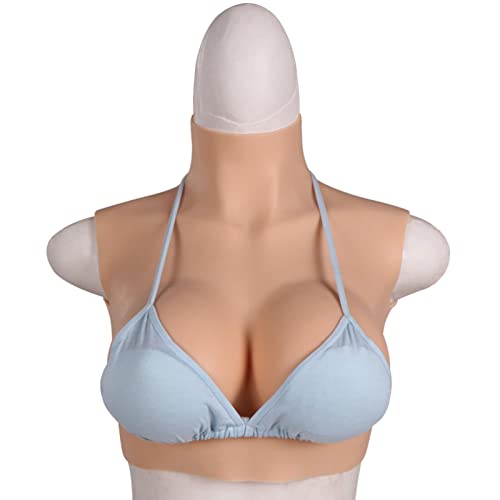 MOTLEYBEAN Silikonbrüste Fake Boobs B-G Cup Silikonbrustplatte Falsche Brustbrustplatte für Crossdresser Transgender Cosplay (Braun, G-Körbchen-Baumwoll füllung) von MOTLEYBEAN