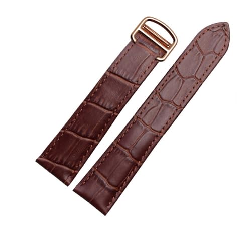 MOTMKUKPAM 18mm 20mm 22mm Lederarmband passend for Omega Watch Speed ​​Fit for Seamaster Bandbänder Herren Faltschließe Schwarz Braun Armband Armband Gürtel(Brown-Rose-Z4,23mm) von MOTMKUKPAM