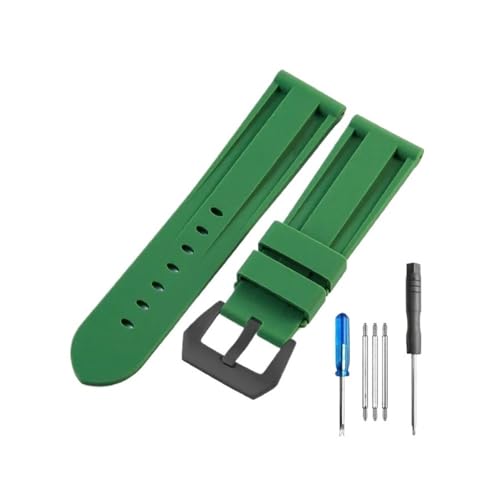 MOTMKUKPAM 22mm 24mm Grau Grün Rot Blau Camo Silikon Gummi Armband Passend for Panerai Armband Passend for PAM111/441 Uhrenarmband(D-Green-Black-K11,24mm) von MOTMKUKPAM