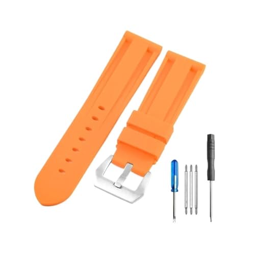 MOTMKUKPAM 22mm 24mm Grau Grün Rot Blau Camo Silikon Gummi Armband Passend for Panerai Armband Passend for PAM111/441 Uhrenarmband(Orange-Steel-K11,24mm) von MOTMKUKPAM