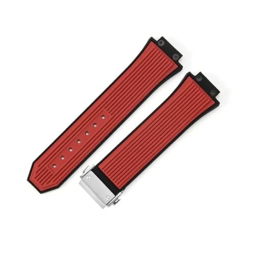 MOTMKUKPAM Fit for Classic Fusion Big Bang Fit for Yubo Uhr Silikon Gummi 27x17mm Sport Männer Armband(Red-Steel-Z2) von MOTMKUKPAM