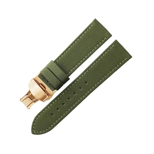 MOTMKUKPAM Klettern Handgelenk Fit for Breitling Fit for Seiko Fit for Rolex Fit for Casio Canvas Nylon Armband 20mm 22mm(Green-Golden-B1,22mm) von MOTMKUKPAM