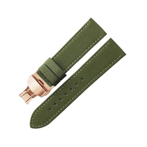 MOTMKUKPAM Klettern Handgelenk Fit for Breitling Fit for Seiko Fit for Rolex Fit for Casio Canvas Nylon Armband 20mm 22mm(Green-Rose-B1,22mm) von MOTMKUKPAM