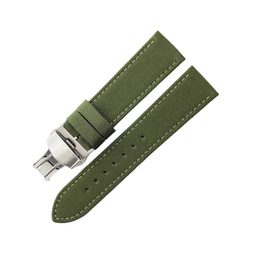 MOTMKUKPAM Klettern Handgelenk Fit for Breitling Fit for Seiko Fit for Rolex Fit for Casio Canvas Nylon Armband 20mm 22mm(Green-Steel-B1,20mm) von MOTMKUKPAM
