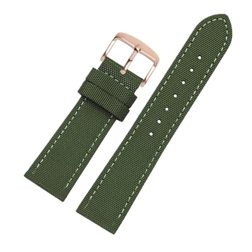 MOTMKUKPAM Nylon Armband Männlich Fit for Casio Fit for Citizen Fit for Rolex Fit for Tissot Fit for Jeep Armband 20mm 22mm(Army Green-Rose-K1,20mm) von MOTMKUKPAM