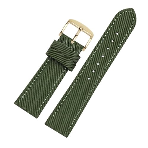 MOTMKUKPAM Nylon Armband Männlich Fit for Casio Fit for Citizen Fit for Rolex Fit for Tissot Fit for Jeep Armband 20mm 22mm(Army green-Golden-K1,22mm) von MOTMKUKPAM